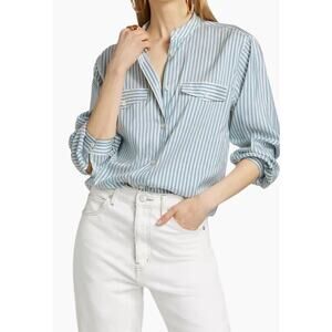 Frame Women's Femme Pocket Striped Silk Shirt Size Large